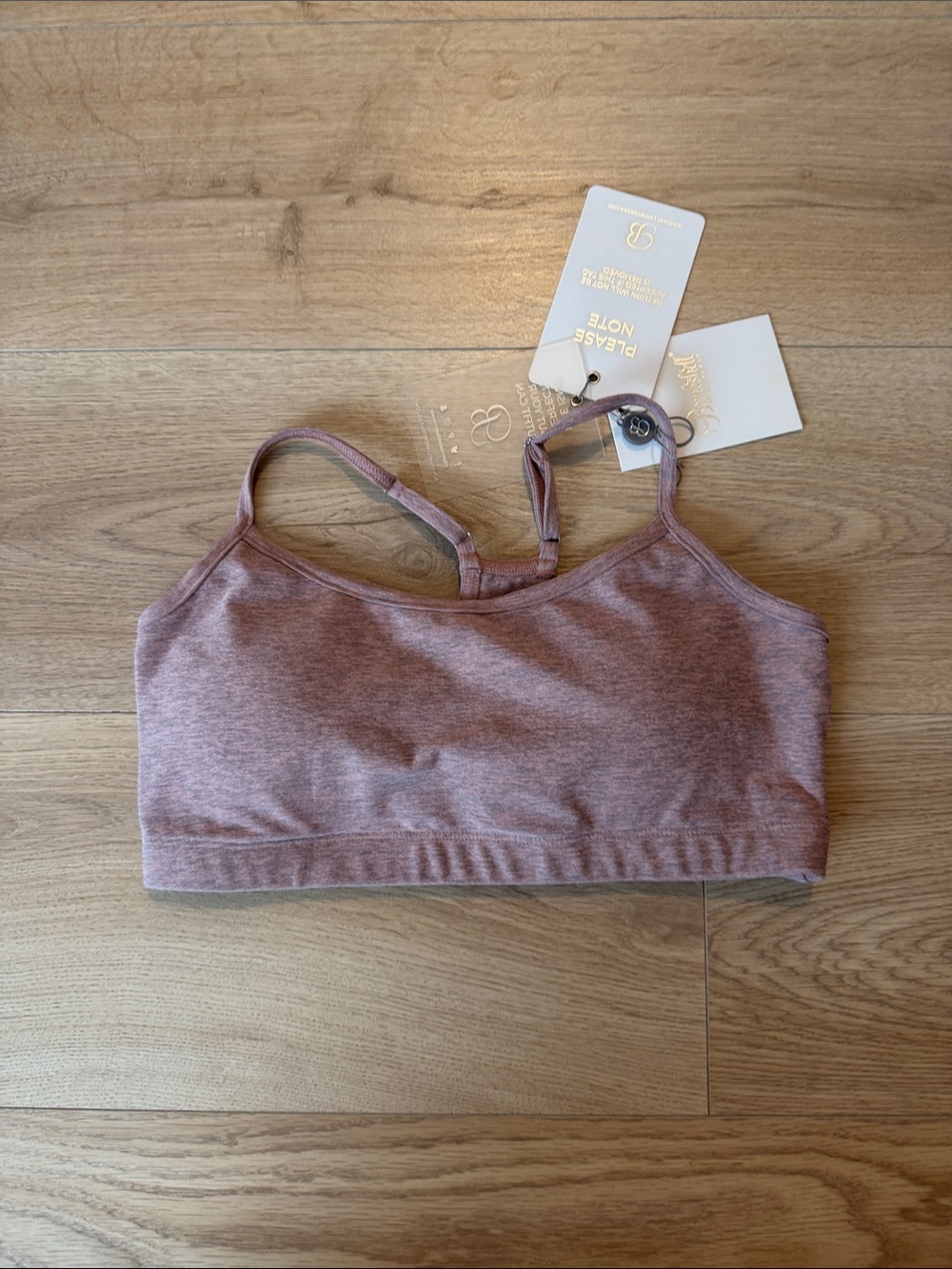 NWT Bombshell Sportswear Heathered Mauve /Sand Dune Sports Bra - Medium